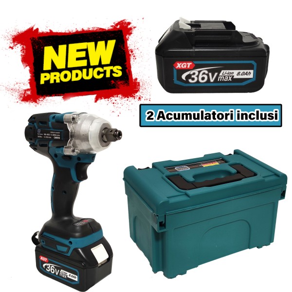 Masina de insurubat cu impact Brushless, German meister , 24 V . 4 Ah , Model Nou , Tubulara 22 mm inclusa, 2 acumulatori