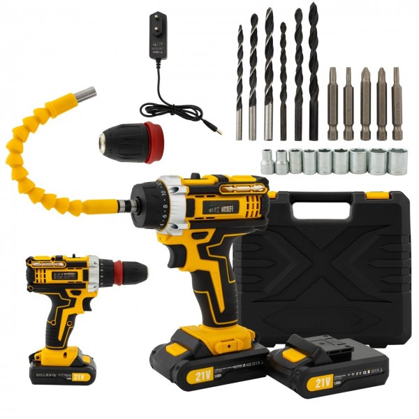 * Promo * Trusa autofiletanta pe acumulator 21 V, 1350 RPM, Brushless , 30 Nm , 2 in 1 + Cadou Lanterna din aluminiu LED cu zoom