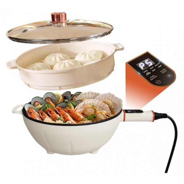 Tigaie Electrica Multifunctionala 26cm, Capacitate 3L, Invelis Antiaderent Ceramic, Putere 1000-1350W, Timer 1-12 Ore