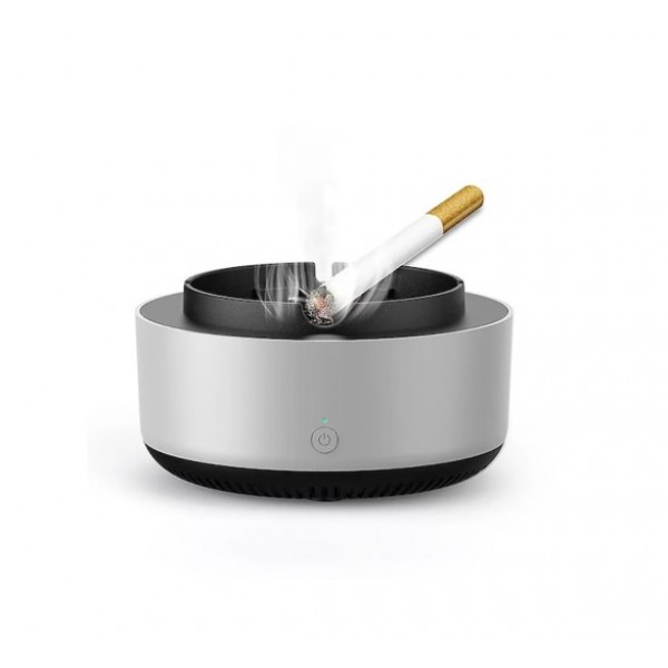 Pachet 1+1 Scrumiera Electrica cu Aspiratie si Purificator Aer, 2 Pastile Odorizante Incluse, Filtrare Fum si Mirosuri, Baterii,Compacta