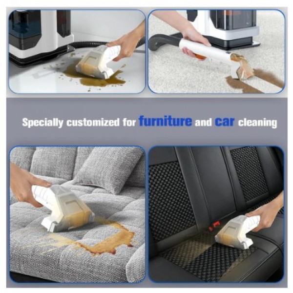 Aspirator Profesional cu Spalare prin Injecție-Extracție, 1000W, Putere de Vidare 12kPa, Sistem Dublu Rezervor, Detailing Auto și Covoare