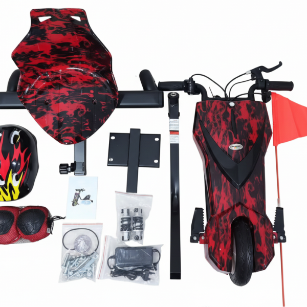 Tricicleta electrica Drift HAUSBERG KIDS HB-KD 05RS, 8inch, viteza 15 km/h , autonomie 10-15 km, motor 250 W, rosu/negru