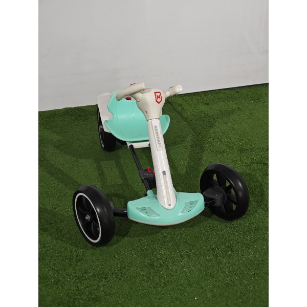 Kart electric pliabil, HARCRAFT, alimentare 12V, control parental prin telecomanda, 2 viteze , Inainte / Inapoi, Alb + Verde