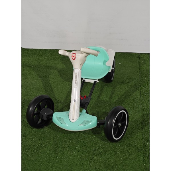 Kart electric pliabil, HARCRAFT, alimentare 12V, control parental prin telecomanda, 2 viteze , Inainte / Inapoi, Alb + Verde