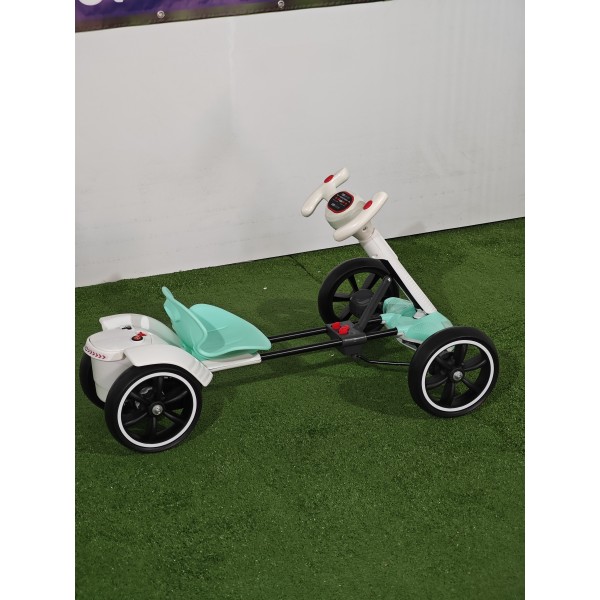 Kart electric pliabil, HARCRAFT, alimentare 12V, control parental prin telecomanda, 2 viteze , Inainte / Inapoi, Alb + Verde