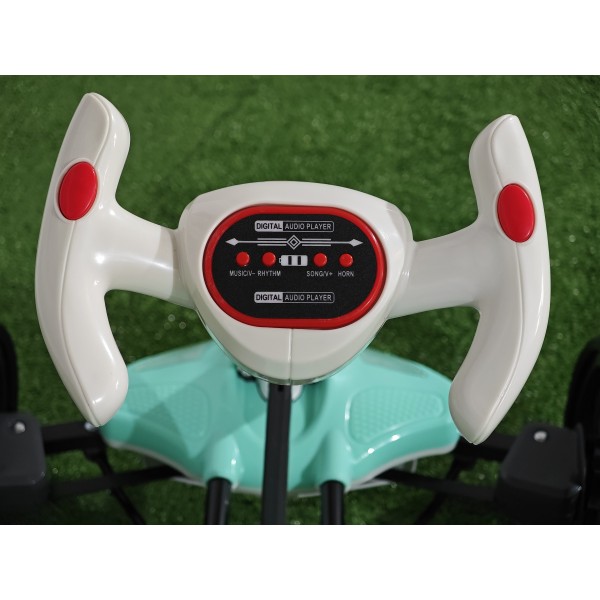 Kart electric pliabil, HARCRAFT, alimentare 12V, control parental prin telecomanda, 2 viteze , Inainte / Inapoi, Alb + Verde