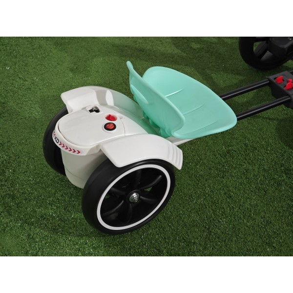 Kart electric pliabil, HARCRAFT, alimentare 12V, control parental prin telecomanda, 2 viteze , Inainte / Inapoi, Alb + Verde