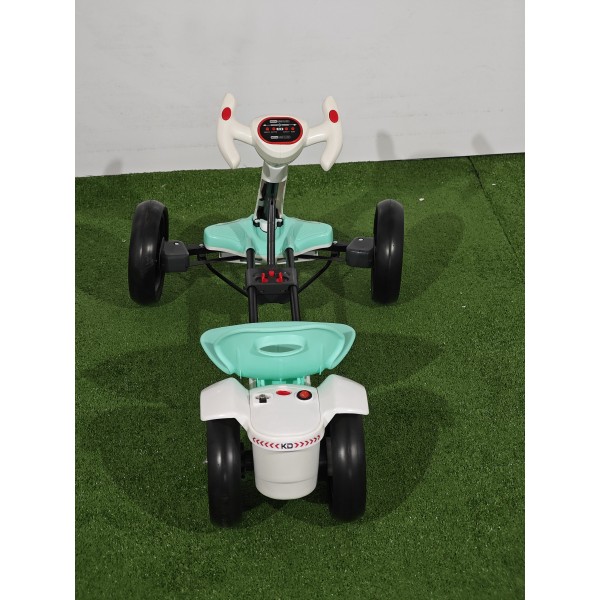 Kart electric pliabil, HARCRAFT, alimentare 12V, control parental prin telecomanda, 2 viteze , Inainte / Inapoi, Alb + Verde