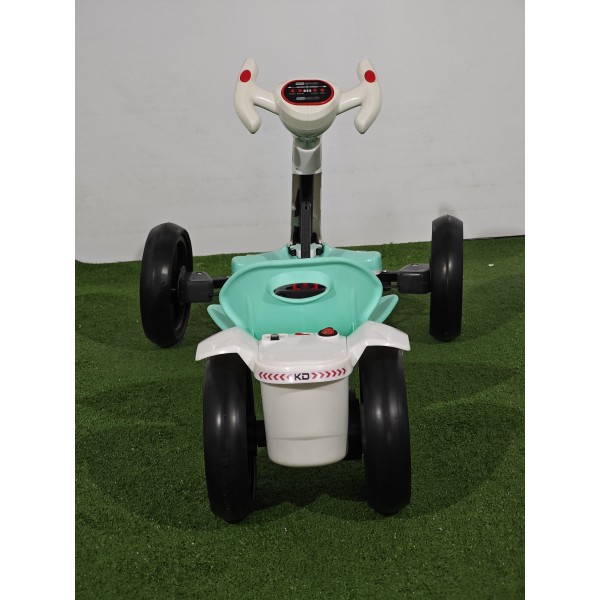 Kart electric pliabil, HARCRAFT, alimentare 12V, control parental prin telecomanda, 2 viteze , Inainte / Inapoi, Alb + Verde