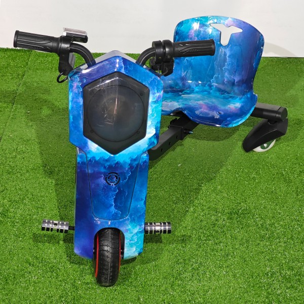 Tricicletă Electrică Copii cu Drift 360° – 350W, 36V, Bluetooth + Difuzor, Lumini LED, 20 km/h, Blue - Ocean