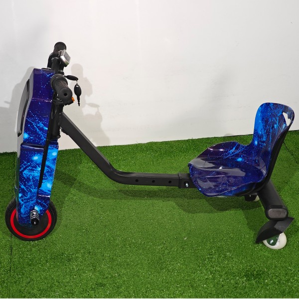 Tricicletă Electrică Copii cu Drift 360° – 350W, 36V, Bluetooth + Difuzor, Lumini LED, 20 km/h, Black-Blue