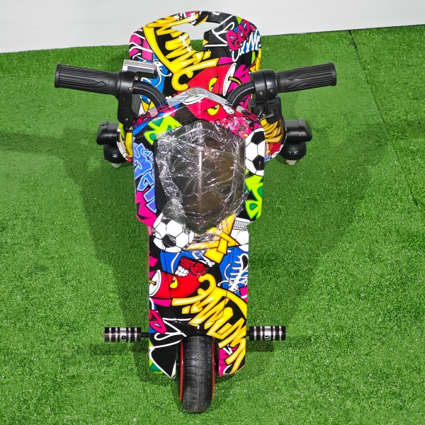 Tricicletă Electrică Copii cu Drift 360° – 350W, 36V, Bluetooth + Difuzor, Lumini LED, 20 km/h, Graffiti