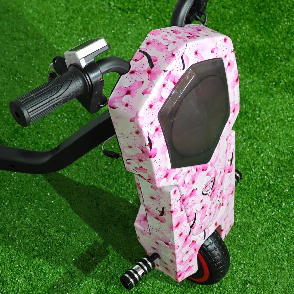 Tricicletă Electrică Copii cu Drift 360° – 350W, 36V, Bluetooth + Difuzor, Lumini LED, 20 km/h, Roses