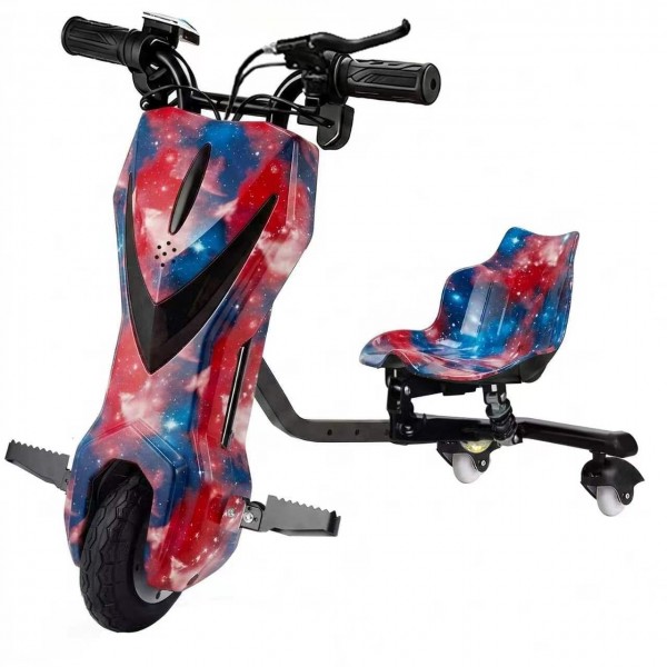 Trotinetă Electrică Drift Trike pentru Copii cu Scaun, Rotire 360°, 3 Roți, Design Galaxy Trotinetă Electrică Drift Trike pentru Copii cu Scaun, Rotire 360°, 3 Roți, Design Galaxy