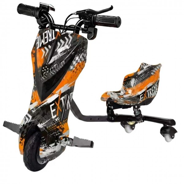 Trotinetă Electrică Drift Trike pentru Copii cu Scaun, Rotire 360°, 3 Roți – Model EXTREME ORANGE Trotinetă Electrică Drift Trike pentru Copii cu Scaun, Rotire 360°, 3 Roți – Model EXTREME ORANGE