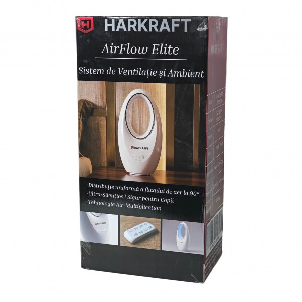 Ventilator AirFlow Elite, HarKraft, 60 W, multiple culori, telecomanda, 3 trepte viteza, temporizator