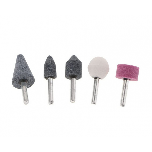 Set piatra abraziva cu tija, 5 piese, prindere 6 mm, forme diverse