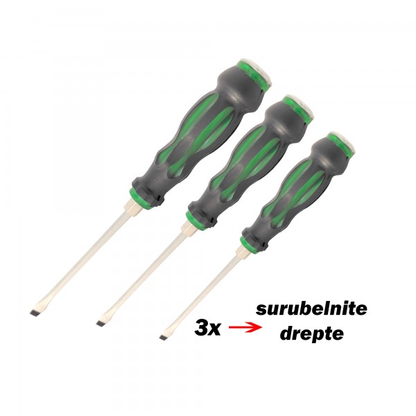 Set de surubelnite mecanice, 7buc, profil drept x3 si PH x4, verzi