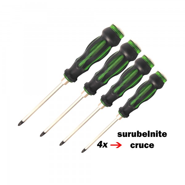 Set de surubelnite mecanice, 7buc, profil drept x3 si PH x4, verzi