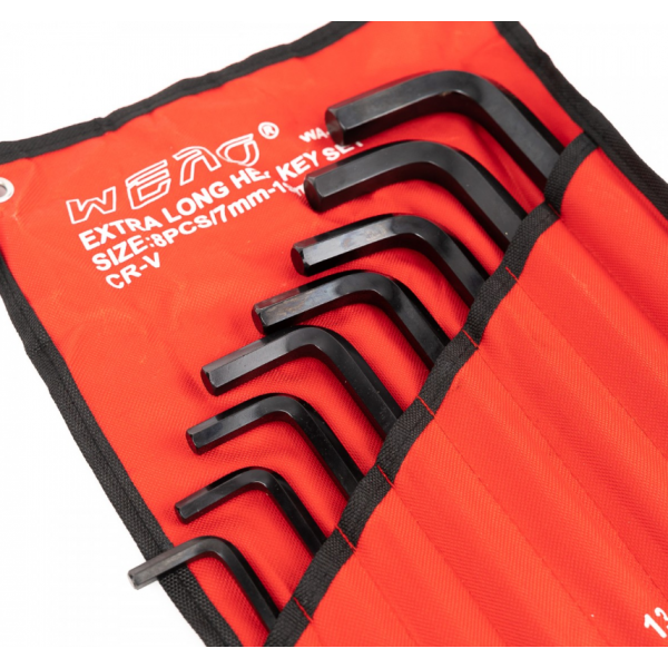 Set imbus hex, 8 piese, 7 - 19 mm, Cr-V, extra lung, husa textila