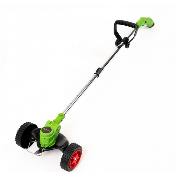Motocoasa tip trimmer Werstil, acumulator 12V, cu roti, tija extensibila, 7 lame