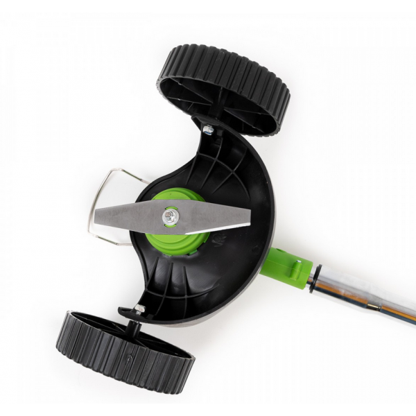 Motocoasa tip trimmer Werstil, acumulator 12V, cu roti, tija extensibila, 7 lame