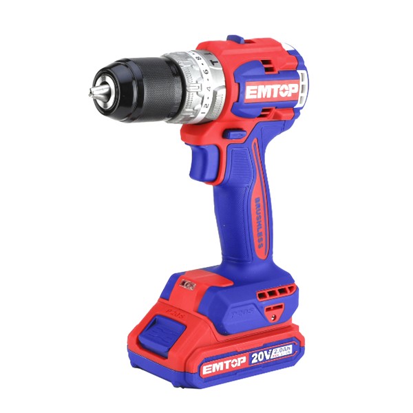 Masina de gaurit si insurubat cu 2 acumulatori 2.0AH, motor fara perii (brushless), 60Nm, 1/2", 47 accesorii, cutie transport