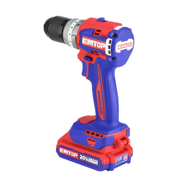 Masina de gaurit si insurubat cu 2 acumulatori 2.0AH, motor fara perii (brushless), 60Nm, 1/2", 47 accesorii, cutie transport