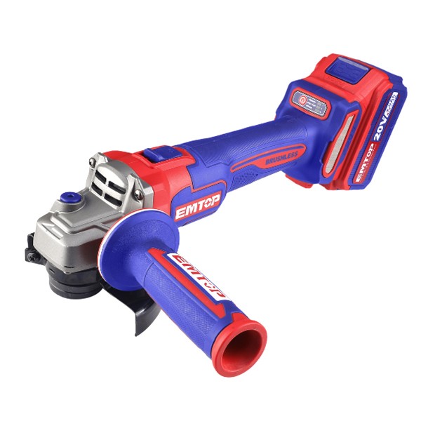 Polizor unghiular cu 2 acumulatori 4.0Ah, motor fara perii (brushless), 115mm, 10 discuri incluse , Emtop - Profesional