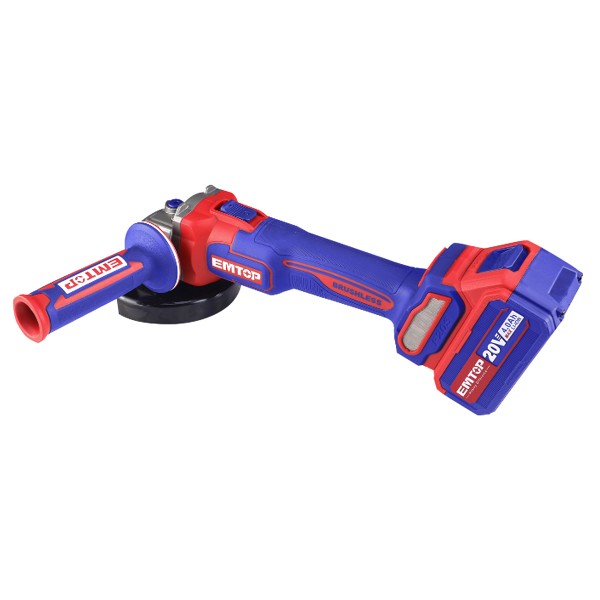 Polizor unghiular cu 2 acumulatori 4.0Ah, motor fara perii (brushless), 115mm, 10 discuri incluse , Emtop - Profesional