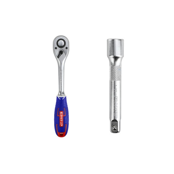Set tubulare cu clichet 1/2 ″ 13 pcs , ESKT12131, EMTOP - Profesional