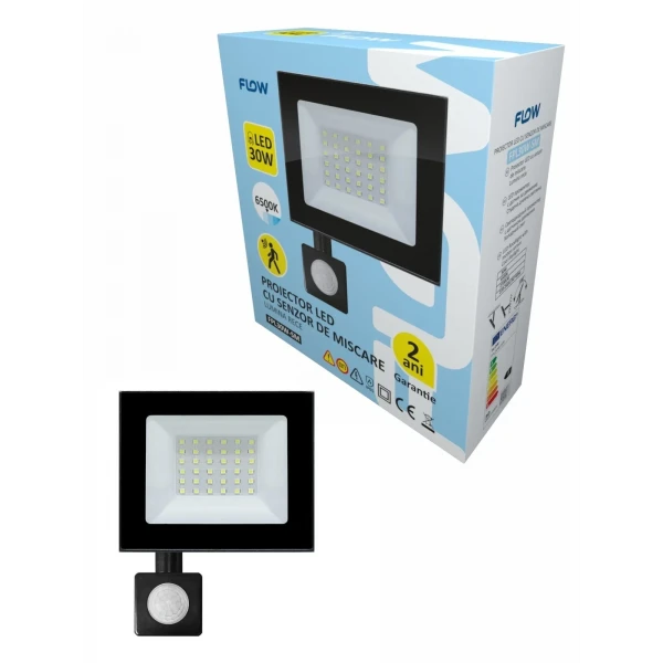 Proiector LED cu senzor de miscare 30W 6500K lumina rece FLOW FPL30W-SM Proiector LED cu senzor de miscare 30W 6500K lumina rece FLOW FPL30W-SM