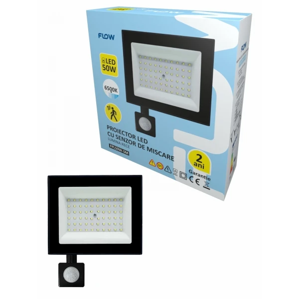 Proiector LED cu senzor de miscare 50W 6500K lumina rece FLOW FPL50W-SM Proiector LED cu senzor de miscare 50W 6500K lumina rece FLOW FPL50W-SM