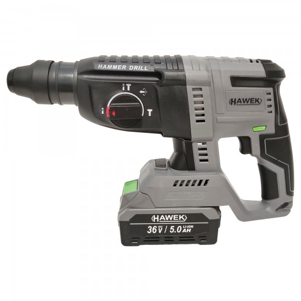 Trusa 4 piese cu acumulator 36 V, 5 Ah, Havek-Japonia, Model nou Brushless, Rotopercutor, Polizor unghiular, Autofiletanta & Masina de insurubat cu impact