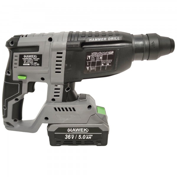 Trusa 4 piese cu acumulator 36 V, 5 Ah, Havek-Japonia, Model nou Brushless, Rotopercutor, Polizor unghiular, Autofiletanta & Masina de insurubat cu impact