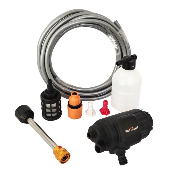 Trusa 5 in 1 Kraftroyal, 2 acumulatori 36V 8Ah, Autofiletanta, Cheie impact, Polizor unghiular, Rotopercutor, Pistol spalare cu presiune