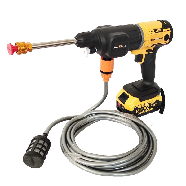 Trusa 5 in 1 Kraftroyal, 2 acumulatori 36V 8Ah, Autofiletanta, Cheie impact, Polizor unghiular, Rotopercutor, Pistol spalare cu presiune