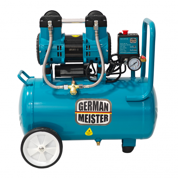 Compresor de aer fără ulei German Meister GM-24L, rezervor 24 Litri, 1300 W, 8 Bari, compresor silențios Oil-Free