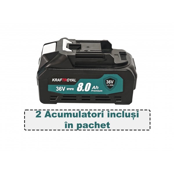 Fierastrau cu acumulator, KraftRoyal , 2 lame + 2 lant 8 " , 2 acumulatori , pompita de ungere