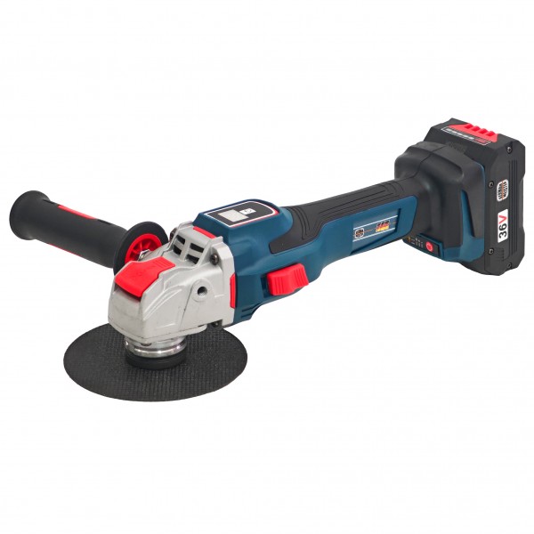 Polizor unghiular cu 2 acumulatori, Brushless, 36 V, 5 Ah, Model nou, German Meister, cu indicator procentaj baterie