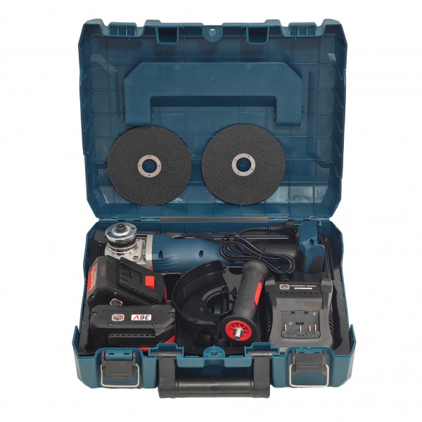 Polizor unghiular cu 2 acumulatori, Brushless, 36 V, 5 Ah, Model nou, German Meister, cu indicator procentaj baterie