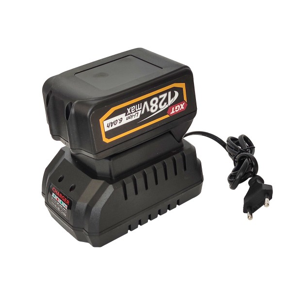 Polizor unghiular , Flex cu acumulator , German Meister , 2 acumulatori 128 V 6 Ah , 12.000 Rpm , disc 125 mm , XGT, Galben
