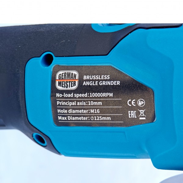 Polizor Unghiular Brushless German Meister 36V MAX , 6 Ah, Disc 125 mm, 2 Acumulatori + Încărcător