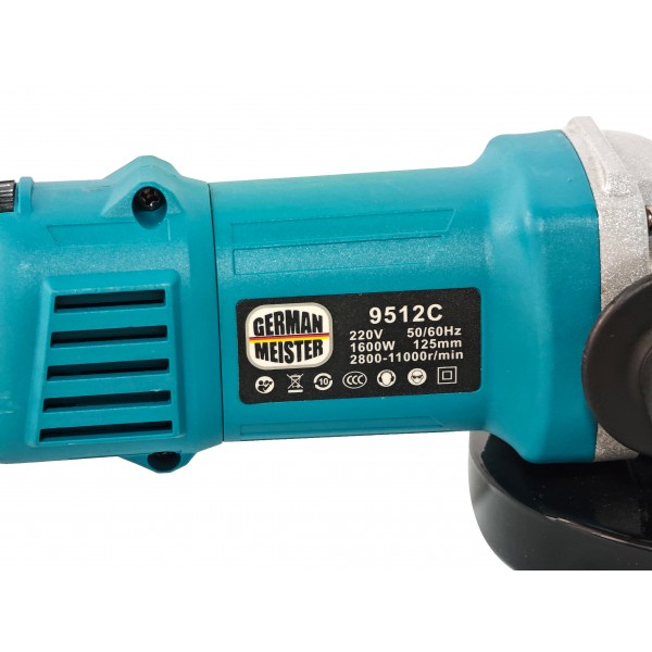 Polizor unghiular electric, cu variator, German Meister, 1600W, 11.000 rpm, 125 mm, Model Nou