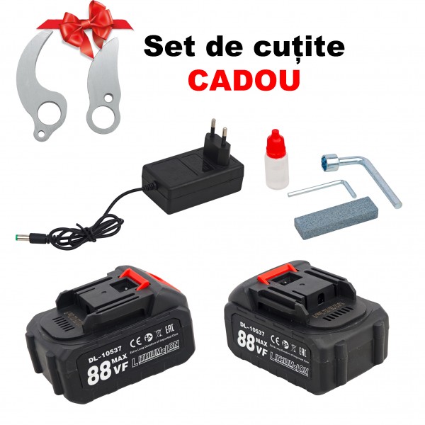 * Promo * Foarfeca de gradina cu acumulator, 24 V , 4 Ah , deschidere max 3 cm , Brushless, Model nou