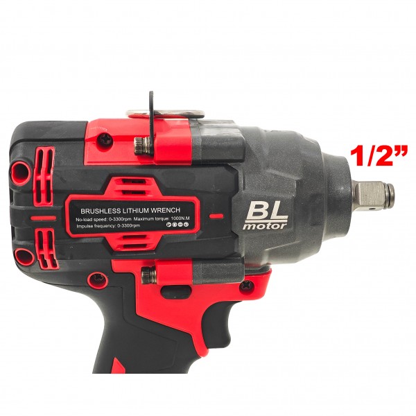 Cheie de Impact Profesională German Meister 36V MAX Brushless ,1000 Nm, Mandrină 1/2"