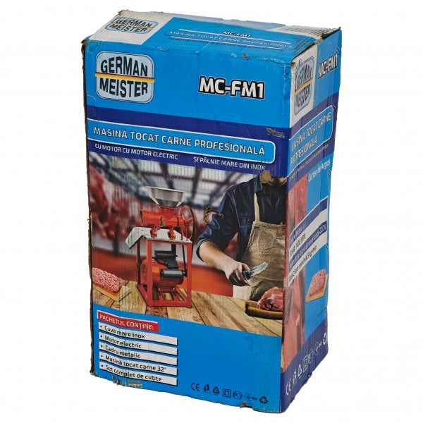 Masina de tocat carne profesionala, German Meister, 1,2 kw, 1400 rpm , nr 32 , palnie inox