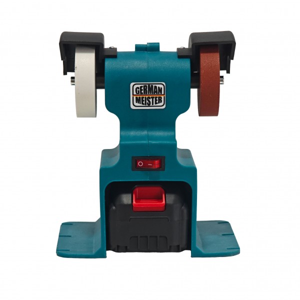 Polizor de Banc cu Acumulator German Meister 36V XGT, Dublu Disc pentru Ascuțire și Lustruire, Acumulator Li-Ion 6Ah, Încărcător Inclus