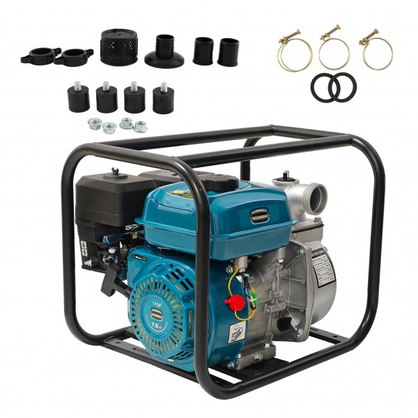 Motopompă pe benzină German Meister 7.5 HP, 2" (50 mm), debit 50 m³/h, înălțime refulare 36 m, motor 170F, pompă pentru apă curată