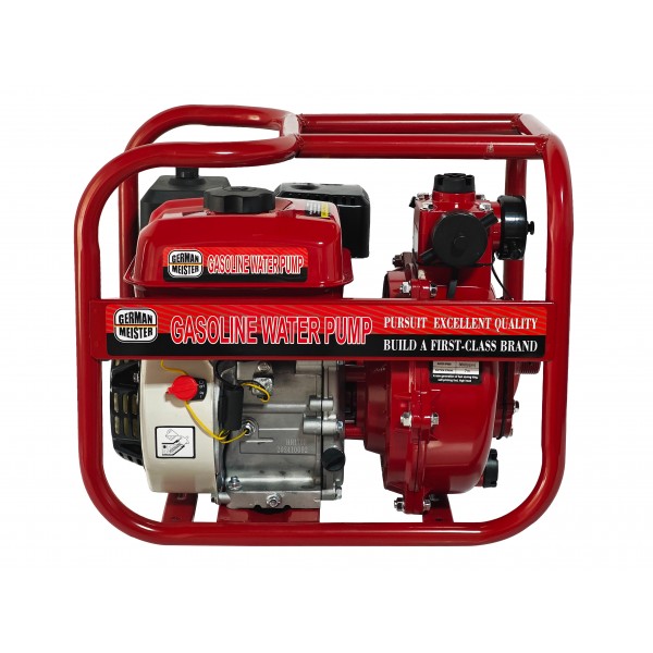 Motopompa pe benzina, German Meister, 7.5 cp, 3 iesiri, 2" & 1-1/4 " , adancime aspiratie max 8 Metri